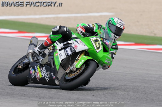 2010-06-26 Misano 1852 Rio - Superbike - Qualifyng Practice - Matteo Baiocco - Kawasaki ZX 10R